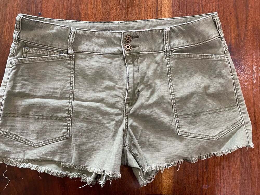 Pilcro Olive Green Utility Denim Shorts Size 32